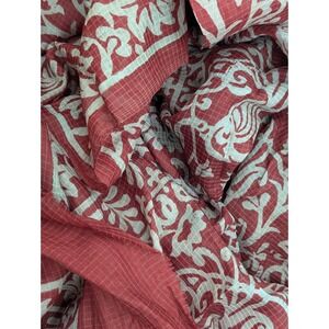 Vintage Silk Blend Saree for Crafting Sewing Quilting Upcycled Project Red White